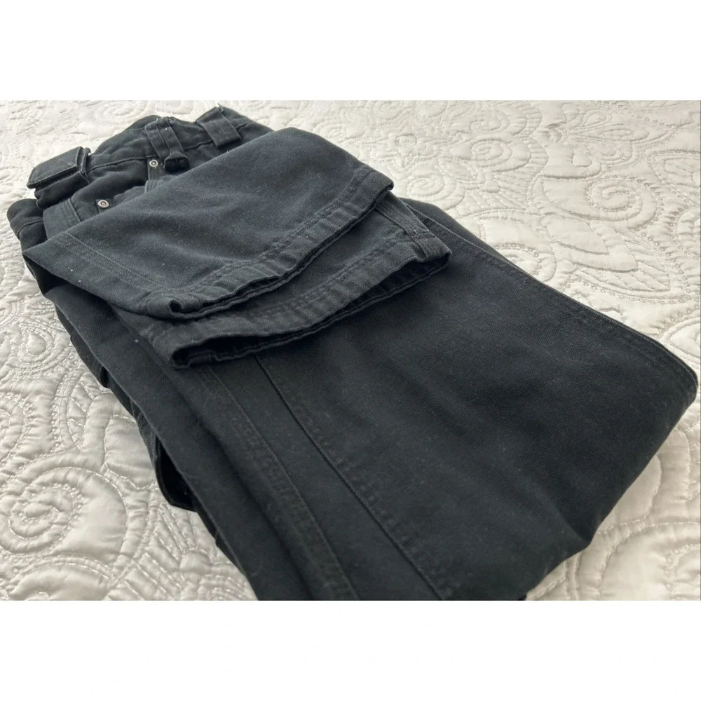 Duluth Double Front Knee Cargo Utility Pants 35x32.5” Relaxed Mens Black